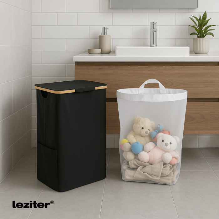 Leziter Coș de gunoi 100L negru 44x33x67 cm [2]