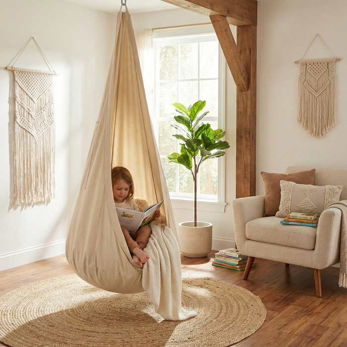 Leziter Cosy hamac picurare leagăn cu pernă și pompă bej [2]