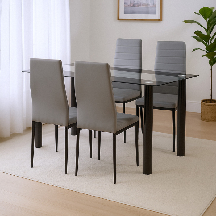 Leziter Denton 4+1 set de sufragerie gri-negru [2]