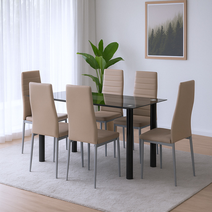 Leziter Denton 6+1 set de luat masa bej-gri [2]