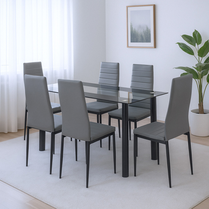 Leziter Denton 6+1 set de luat masa gri-negru [2]