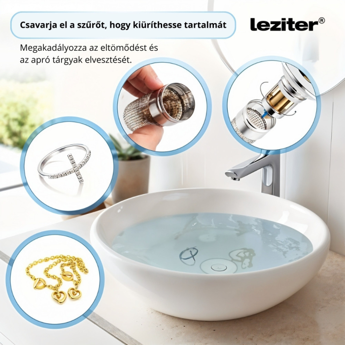 Leziter Dop de scurgere cu filtru din oțel inoxidabil 80 mm [5]