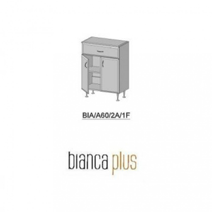 Leziter Dulap baie Bianca Plus 60 cu 2 usi, 1 sertar, alb lucios [2]