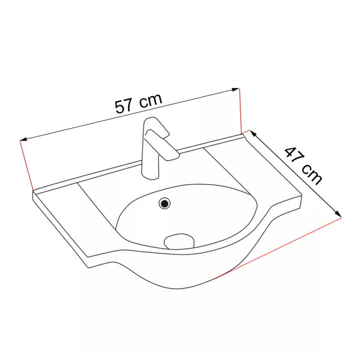Leziter Dulap de bază Bianca Plus 55 cu chiuvetă în alb lucios [4]