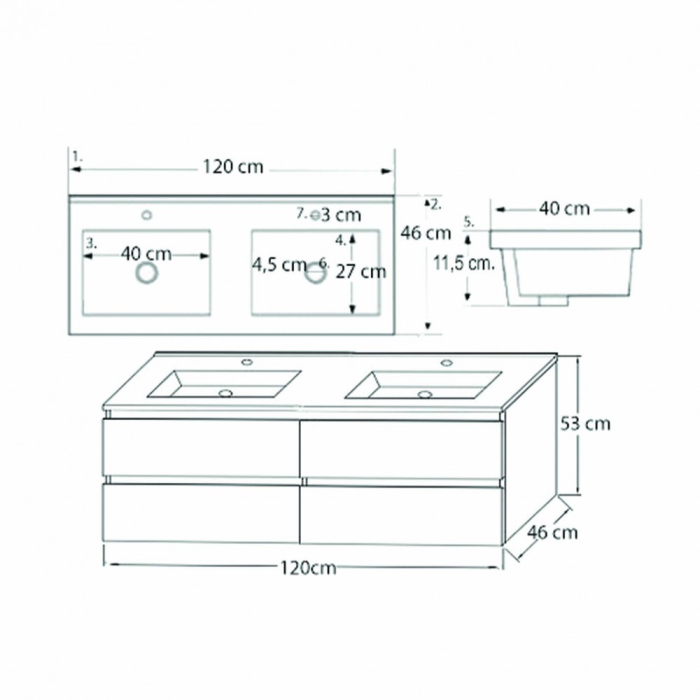 Leziter Dulap de bază Porto 120 cu lavoar [4]
