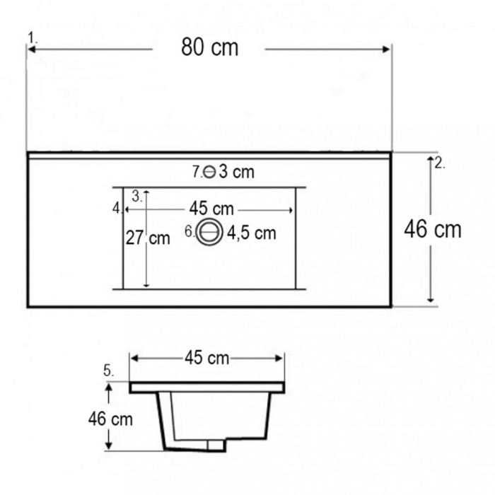 Leziter Dulap de bază Porto 80 cu lavoar [4]