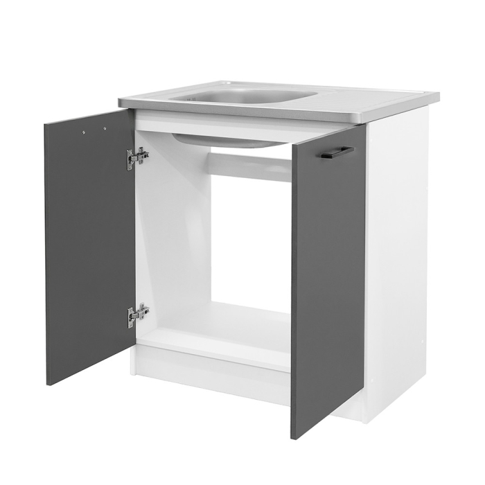 Leziter Dulap de bază Praktik 80 cu 2 uși, alb-antracit [3]