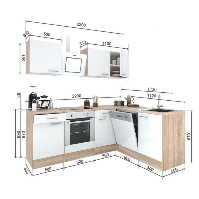 Leziter Dulap de bucătărie de colț Yorki 220 cu cuptor de jos [6]
