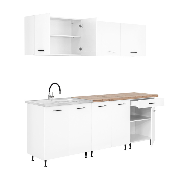 Leziter Dulap de bucătărie Primo 220 alb, blat de lucru din stejar charlestone [5]