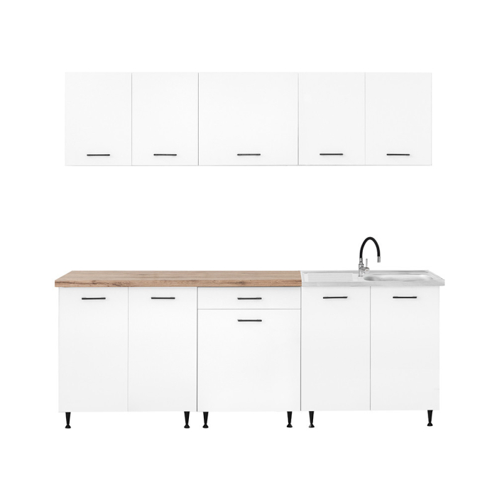 Leziter Dulap de bucătărie Primo 220 alb, blat de lucru din stejar charlestone [7]