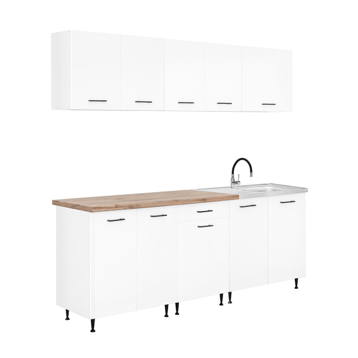 Leziter Dulap de bucătărie Primo 220 alb, blat de lucru din stejar charlestone [6]