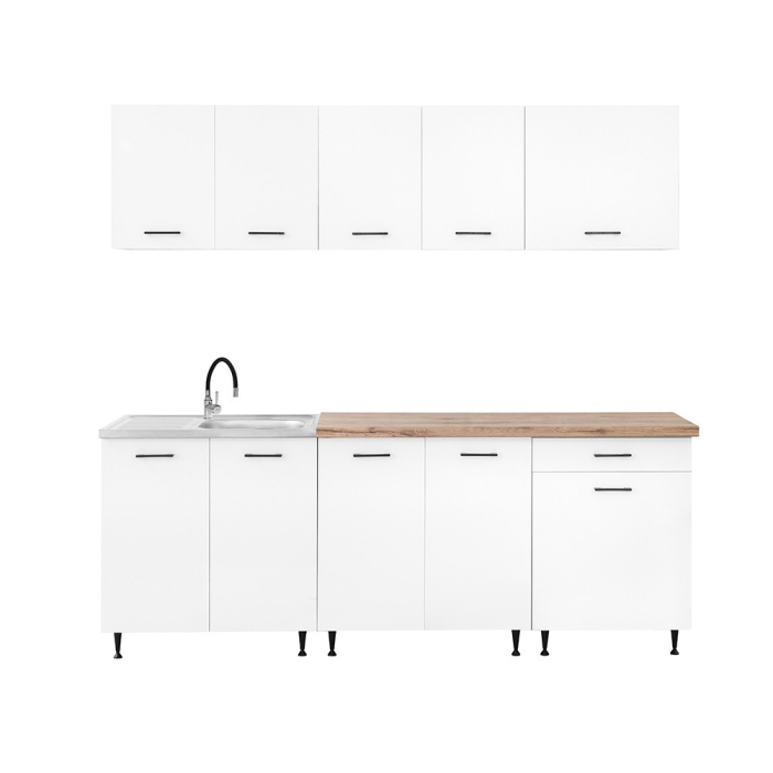 Leziter Dulap de bucătărie Primo 220 alb, blat de lucru din stejar charlestone [4]