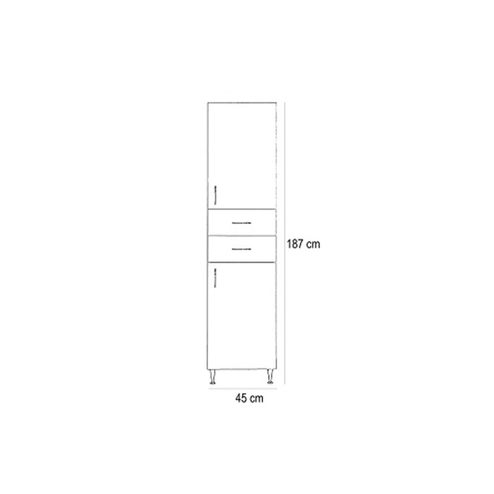 Leziter Dulap înalt Bianca Plus 45 cu 2 uși, 2 sertare, culoare stejar sonoma, dreapta [4]