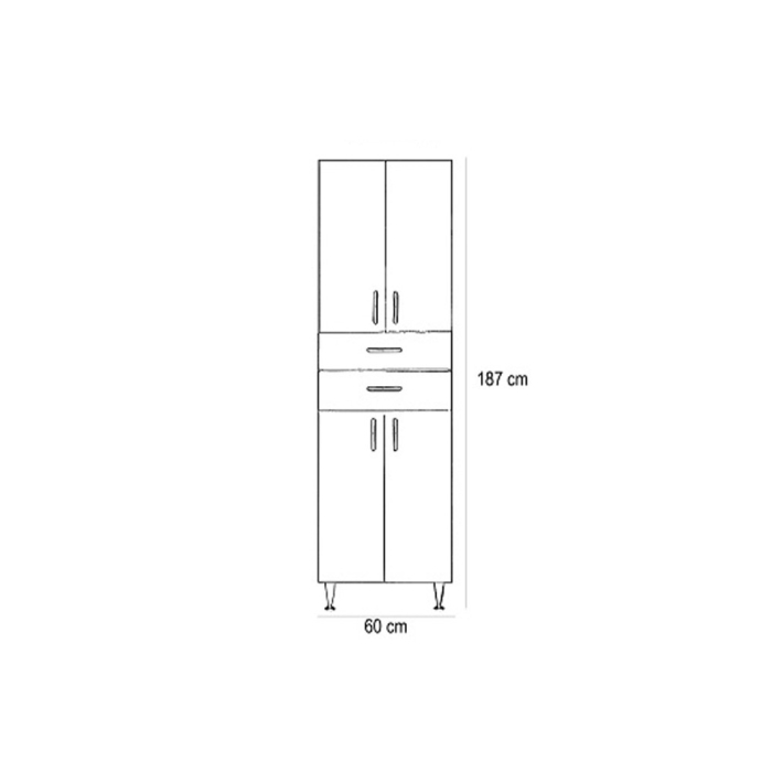 Leziter Dulap înalt Bianca Plus 60 cu 4 uși, 2 sertare, culoare stejar sonoma [4]