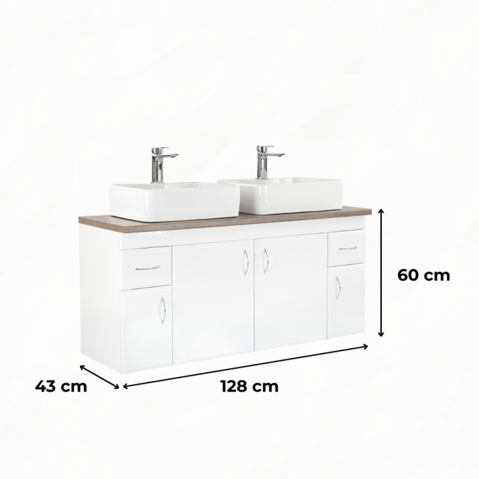 Leziter Dulap inferior Bianco 130 fără chiuvetă cu blat de lucru rauna alb lucios [2]