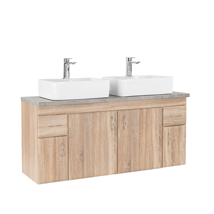 Leziter Dulap inferior Bianco 130 fără chiuvetă cu blat din beton stejar sonoma [3]