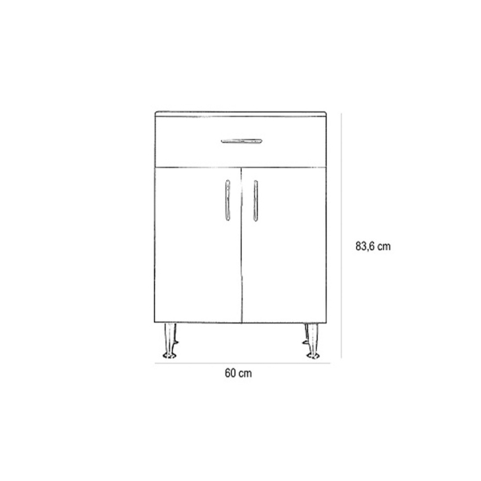 Leziter Dulap jos Bianca Plus 60, 2 uși, 1 sertar, alb lucios [4]