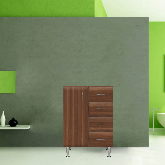 Leziter Dulap jos Bianca Plus 60 cu 1 ușă, 4 sertare, culoare Aida nuc, stânga [3]