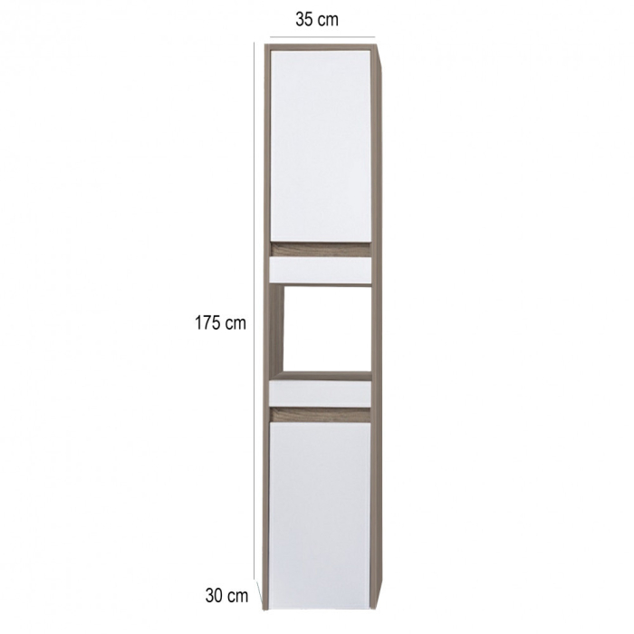 Leziter Dulap lateral Luna în design de perete/de podea, Rauna ulm-alb, universal [2]