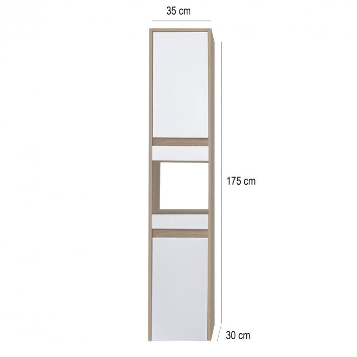 Leziter Dulap lateral Luna, montat pe perete/de sus, stejar Sonoma-alb, universal [2]