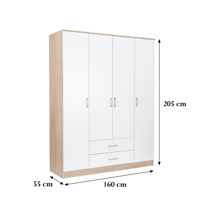 Leziter Dulap Miami 160x205 cm alb-stejar sonoma [2]