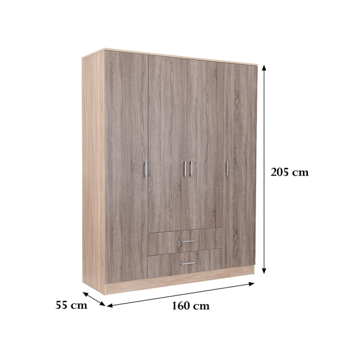 Leziter Dulap Miami 160x205 cm stejar York-stejar Sonoma [2]