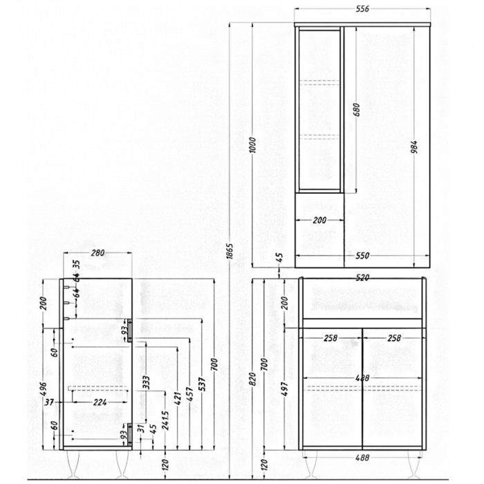 Leziter Dulap suspendat Bianca Plus 55, culoare Aida nuc, deschidere pe dreapta [2]