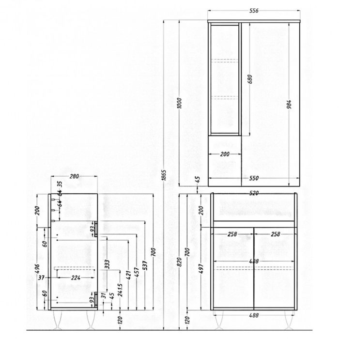 Leziter Dulap suspendat Bianca Plus 55, culoare stejar sonoma, deschidere pe dreapta [2]