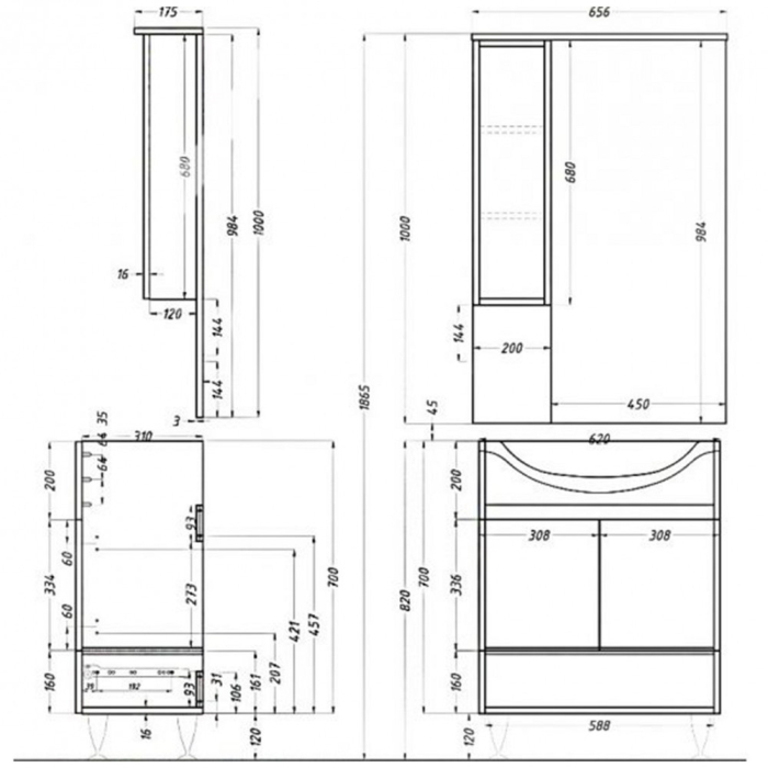 Leziter Dulap suspendat Bianca Plus 65, culoare stejar sonoma, deschidere pe dreapta [2]