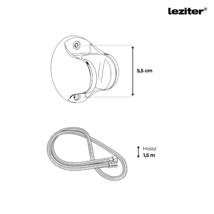 Leziter Duș de mână Kori cu 3 funcții și suport pentru furtun gri [4]
