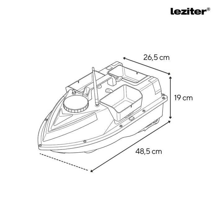 Leziter Feeder barca V6 GPS 3 reservoare spate și lateral cu negru [3]