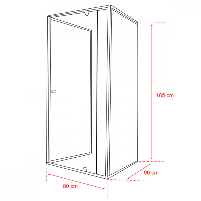 Leziter Flexi 80x90 cm cabină de duș asimetrică montată pe perete fără tavă de duș [3]