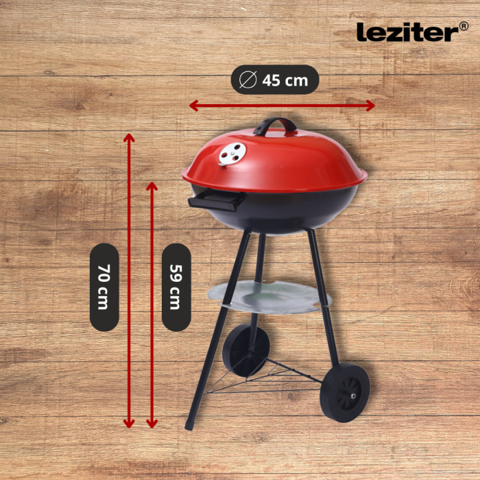 Leziter Grătar de grădină cu cărbune și roți [3]
