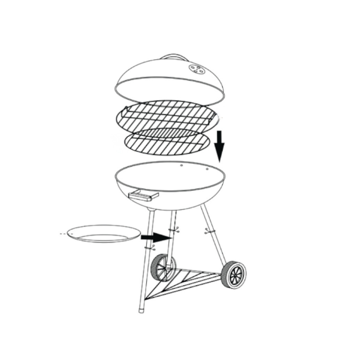 Leziter Grătar de grădină din lemn cu grătar cu bile pe roți [3]