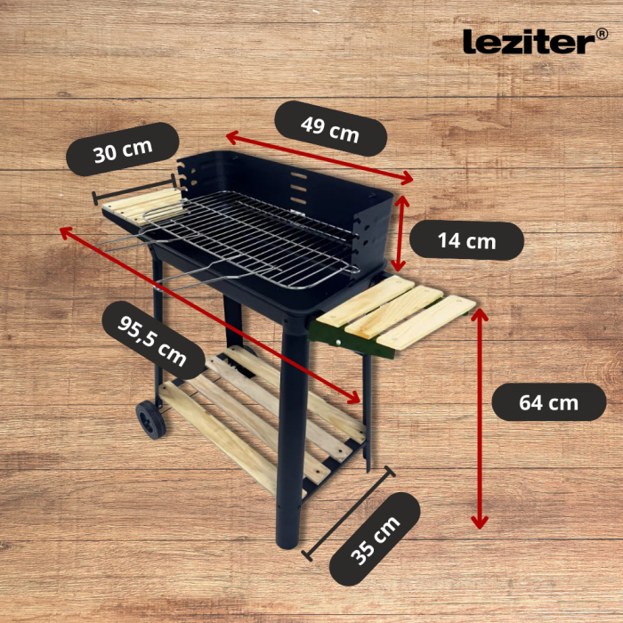 Leziter Grătar dreptunghiular cu cărbune cu role [3]