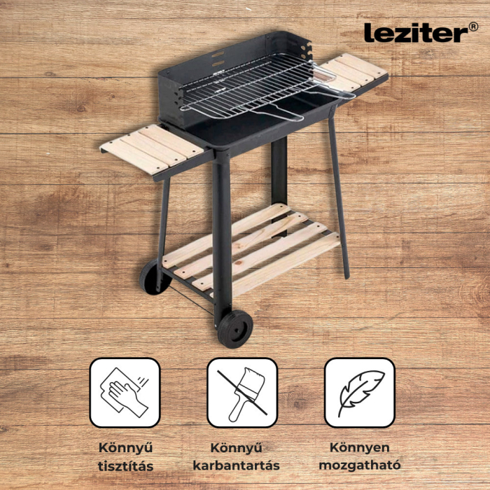 Leziter Grătar dreptunghiular cu cărbune cu role [4]