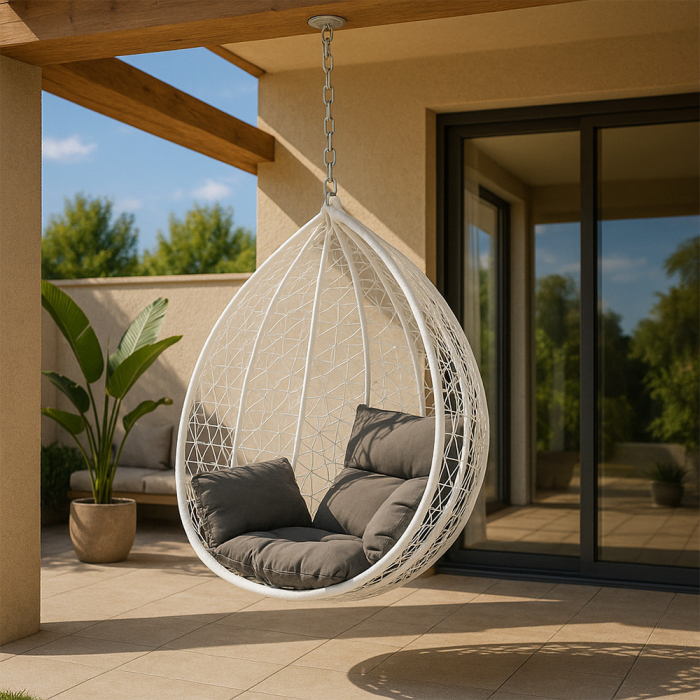 Leziter Havanna Fotoliu ușor suspendat cu kit de fixare alb [2]