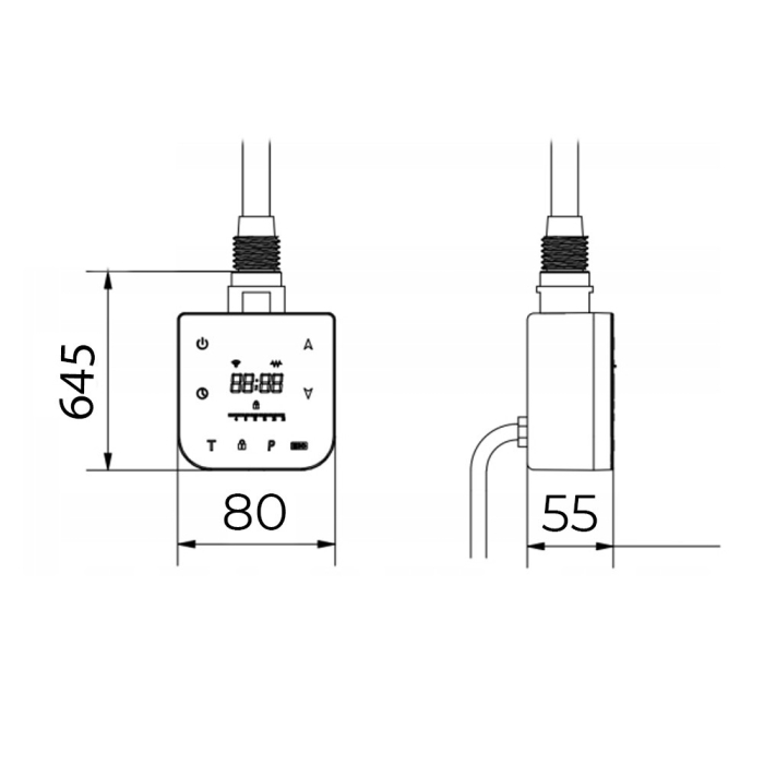 Leziter Încălzitor cu cartuș Wifi pentru suport pentru prosoape cu termostat digital 600W negru [3]
