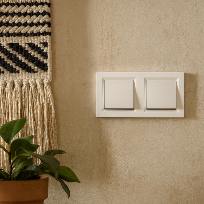 Leziter Întrerupător Nova cu cruce dublă 107 alb cu cadru dublu [2]