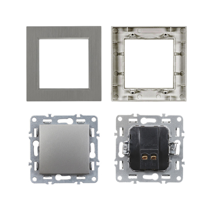 Leziter Întrerupător unipolar cu un singur circuit Nova 101 cu cadru gri [5]