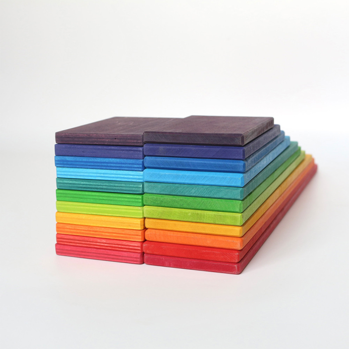 Leziter Jucărie de construcție Montessori din lemn cu model curcubeu [3]