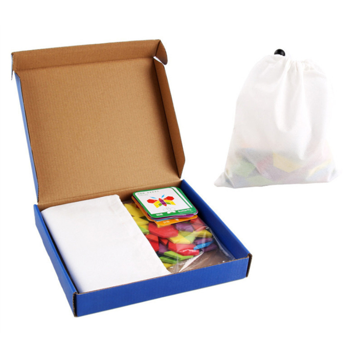 Leziter Jucărie de lemn Tangram cu forme creative, puzzle, 155 de bucăți [6]