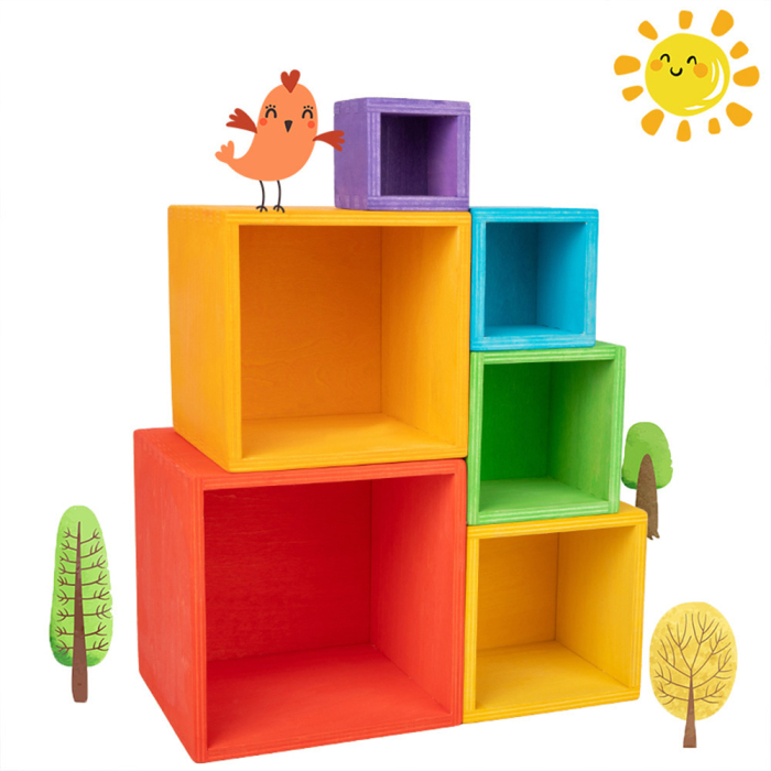 Leziter Jucărie din lemn Montessori cutie curcubeu [5]