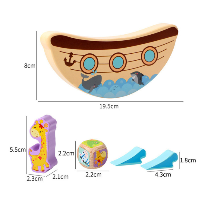 Leziter Jucărie din lemn pentru dezvoltare și echilibrare, arcă cu animale [3]