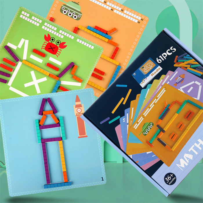 Leziter Jucărie educativă din lemn, puzzle cu bețe de numărat și aritmetică [6]