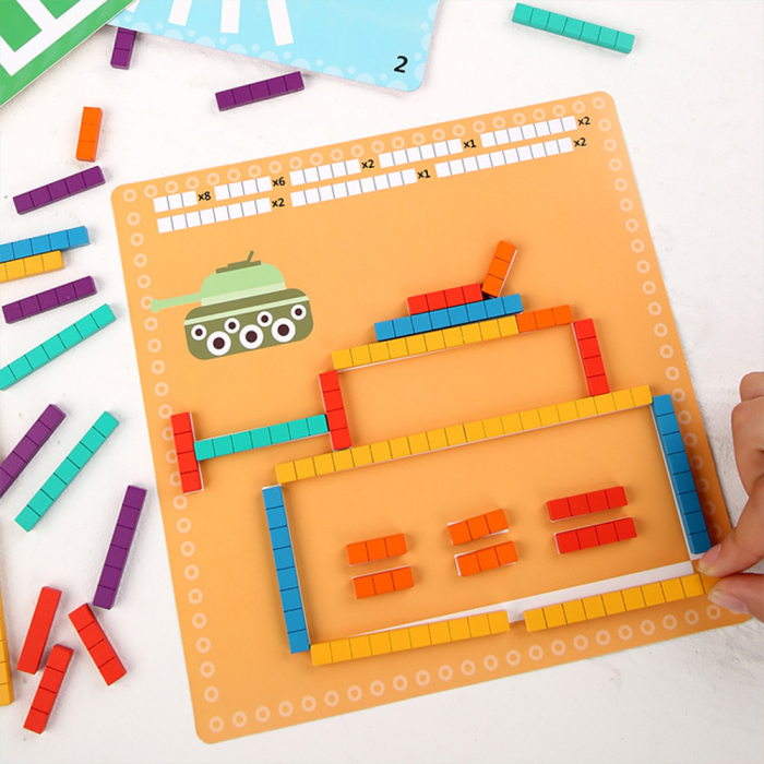 Leziter Jucărie educativă din lemn, puzzle cu bețe de numărat și aritmetică [2]