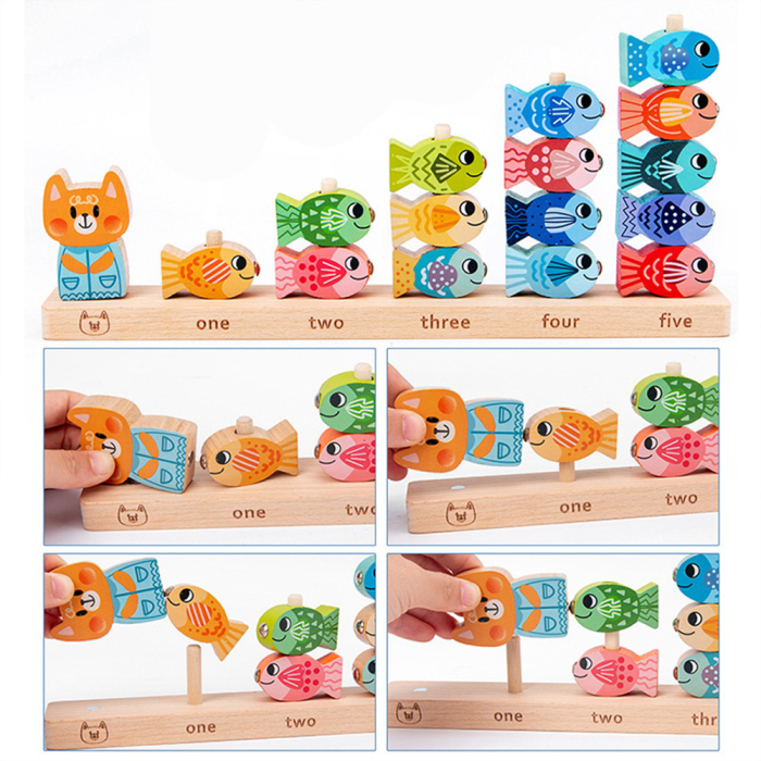 Leziter Jucărie magnetică din lemn pentru pescuit, pentru învățarea numerelor [5]