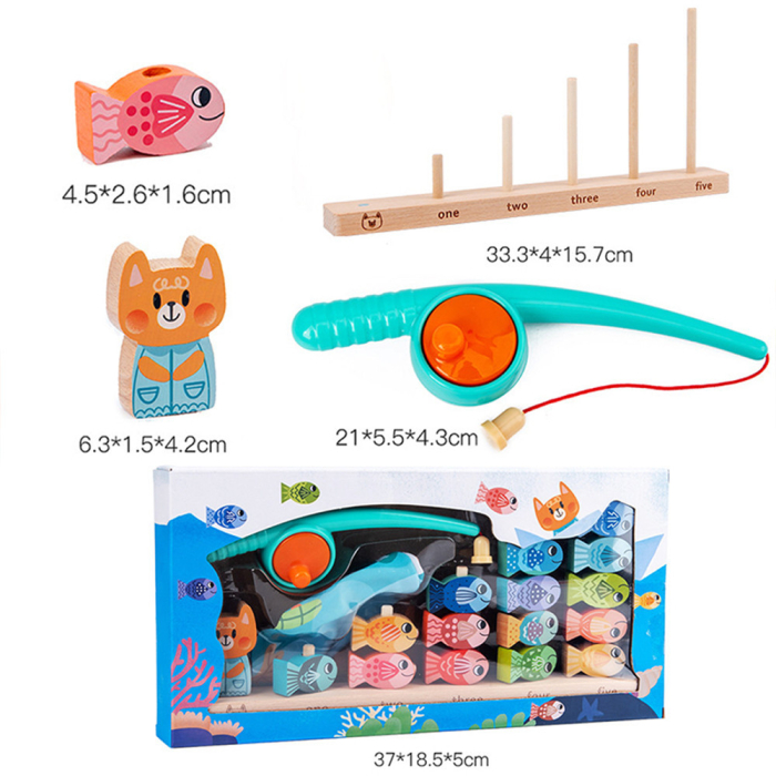 Leziter Jucărie magnetică din lemn pentru pescuit, pentru învățarea numerelor [3]