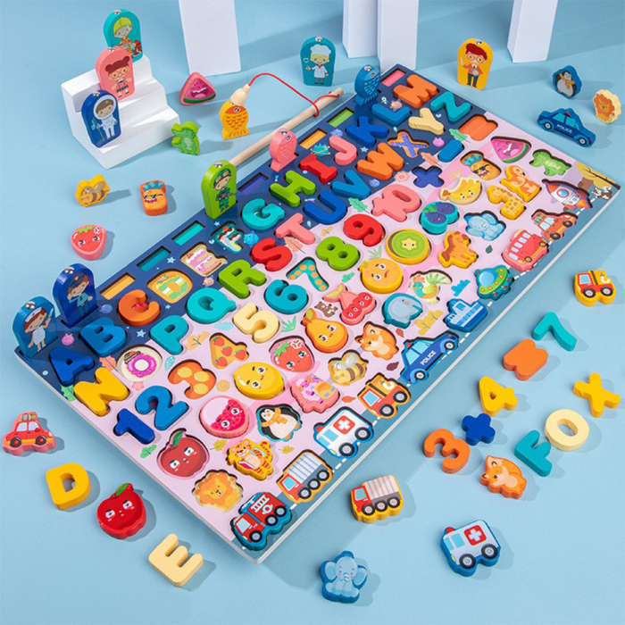 Leziter Jucărie Montessori din lemn 6 în 1, educativă și care potrivește formele [4]