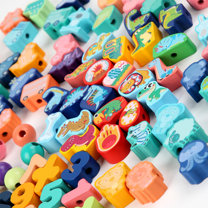 Leziter Jucării din lemn cu forme și numere, 138 buc. [4]